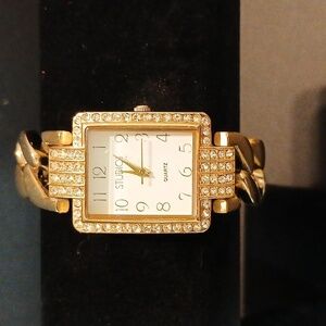 Studio time Quartz  goldtone blinged out chain watch
